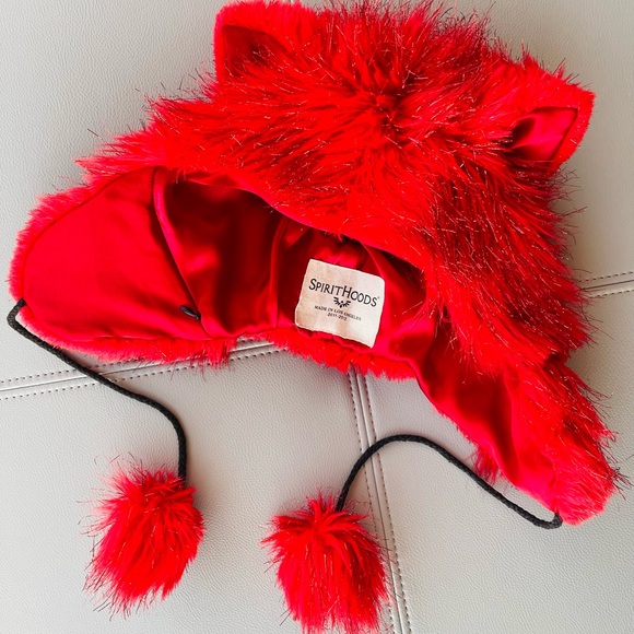 SpiritHoods Electric Elf Half-Hood OG Glitter Red Cat Ears Made in LA 2011-2012 - Picture 4 of 12